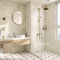 Qusuo French cream style bathroom tiles cat tiles retro bathroom toilet wall tiles kitchen floor tiles