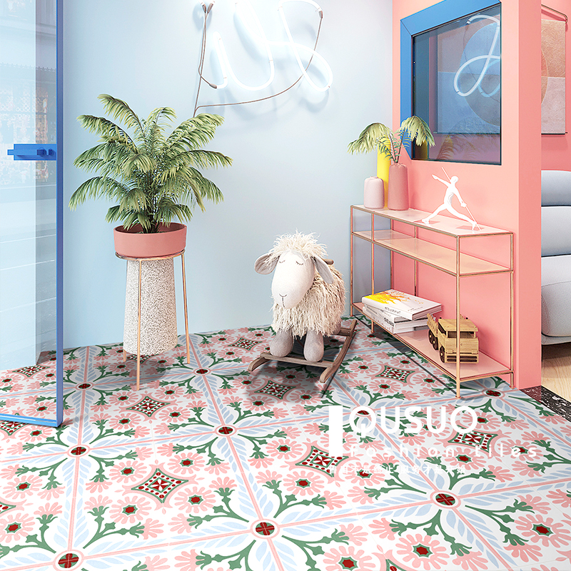 Fun Institute Nordic Pink Small Tile 300X300 Net Red Balcony Garden Floor Tile Kitchen Bathroom Flower Tile Tile