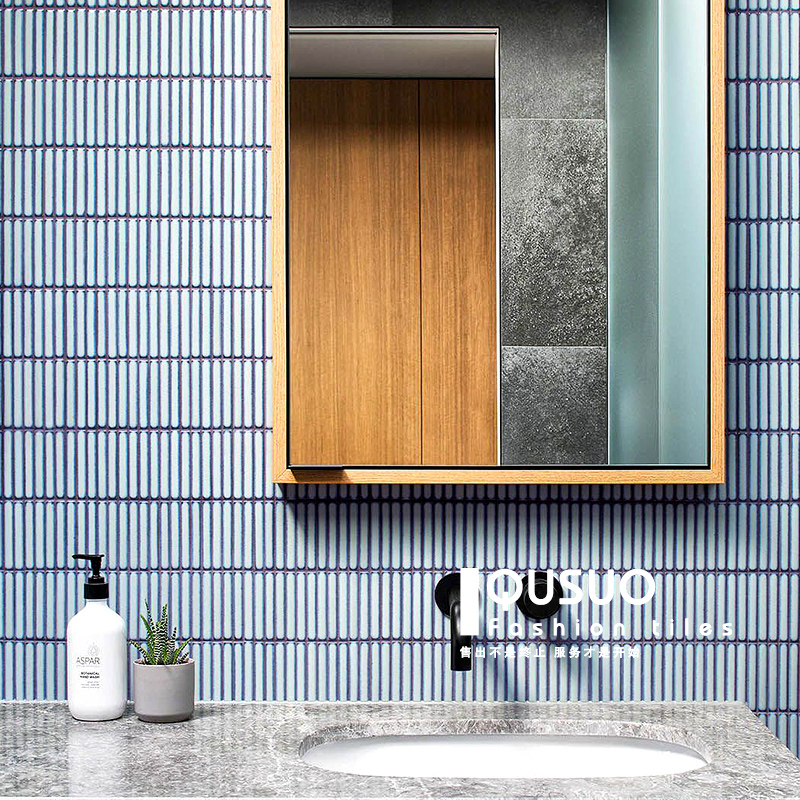 Fun ceramic strip mosaic tiles Dining room background wall ins Nordic kitchen powder room bathroom wall tiles