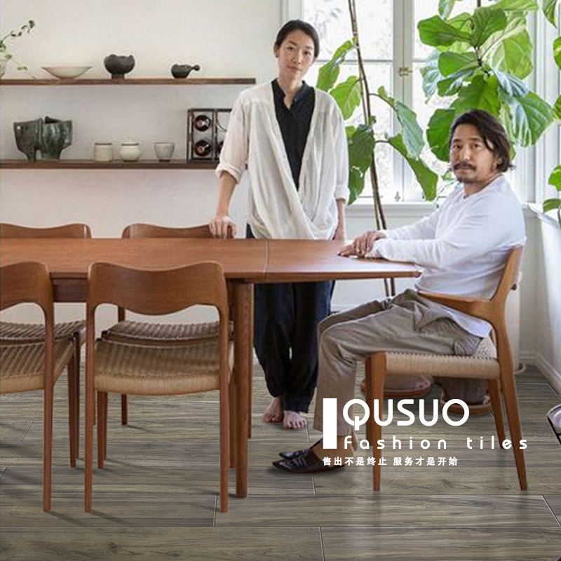 Anecdoch Nordic Wind Imitation Wood Grain Brick Living Room Bedroom Tile Kitchen Makeup Room Balcony Genguan Full Porcelain Floor Brick