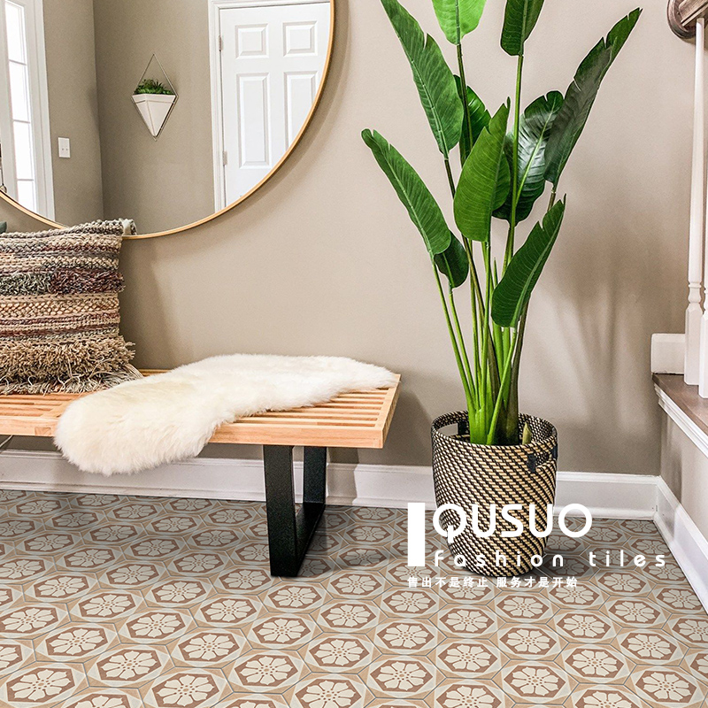 Anecdote retro hexagonal tiles Nordic Kitchen Makeup Room Wall Tiles Extreme wind Balcony Hexagon Small Flower Brick