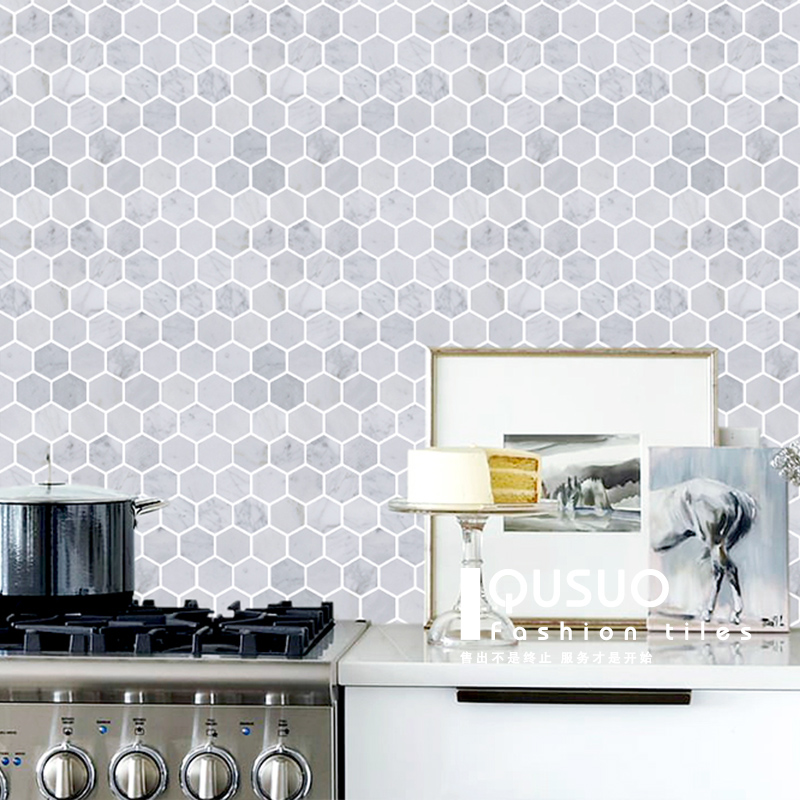 Modern minimalist marble kitchen mosaic tile background wall Powder room parquet natural stone decoration