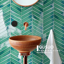 Fun fish bone mosaic tile Nordic ins toilet bathroom toilet wall tile kitchen restaurant glazed tiles