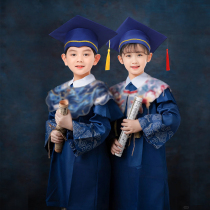 Childrens doctoral uniform kindergarten bachelors uniform graduation photo doctors hat cloud shoulder national style primary school students new Chinese dress