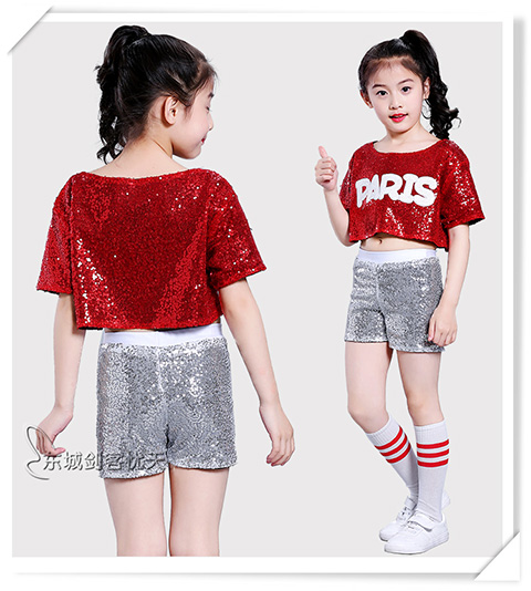 Trang phục cho trẻ em năm mới Trang phục khiêu vũ jazz Trang phục biểu diễn mới Quần áo khiêu vũ đường phố cho trẻ em phụ nữ mẫu giáo cổ vũ thời trang bé gái