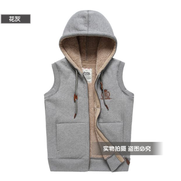 Đàn ông và phụ nữ mẫu đôi da cừu dày mũ trùm đầu thể thao vest vest ngoài trời cộng với nhung vest vest vest áo khoác thể thao nam adidas