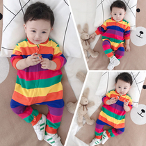 Baby Spring Clothing Out of clothes for 12 months Children conjoined Harvest climbing clothes tennis Red Baby Travel Newborn Boomer