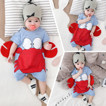 Newborn boomers go out huddling oversea air baby boy clothing Summer climbing to wear cute tennis red male baby one-piece halakha