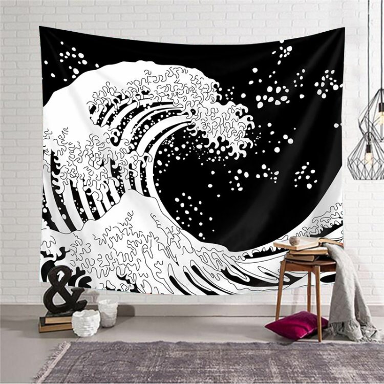 (Flannel gửi ánh sáng) kiểu Nhật màu đen và trắng lướt tính cách tường trang trí tường tấm thảm treo nền nền vải rèm vải - Tapestry thảm treo tường blackpink