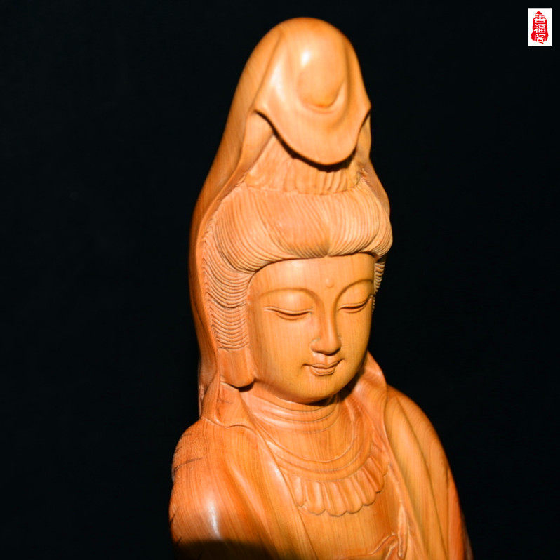 Taihang Cliff Cypress Root Carving Ornament Maitreya Guanyin Cliff Cypress Buddha Statue Aged Material Cliff Cypress Wood Carving Root Carving Ornament