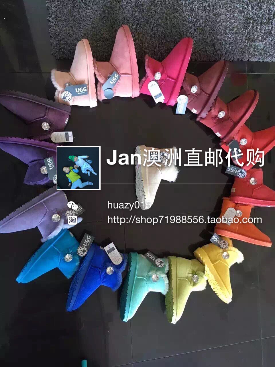 Clear cabin (domestic spot) (Jan Australia) Luxury leather wool integrated snow boots crystal buckle short-Taobao