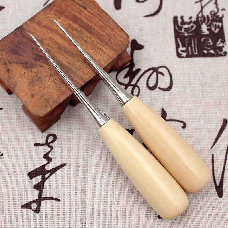 AWL needle all-steel wooden handle thick solid old-fashioned large perforated large perforated handmade shoes diy leather tool