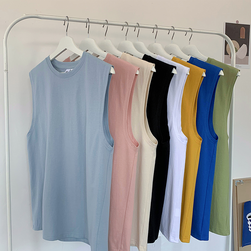 Pure Cotton Sleeveless T-Shirt for Men, Summer Couple's Loose Trendy Brand Vest, Casual Sports Vest, Fitness Running Top