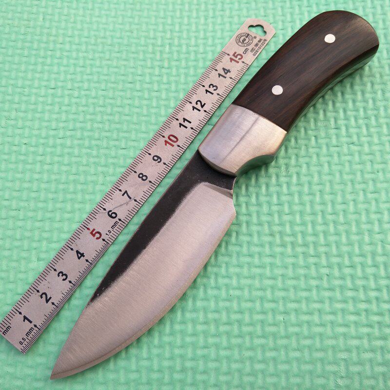 Pure handmade knife forging knife ebony handle small straight knife outdoor knife self-defense knife portable camping equipment collection