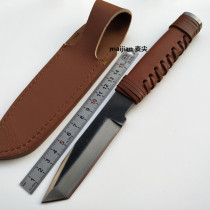 Hand-forged leather handle small straight knife sharp jungle field survival saber wilderness self-defense tool knife knife