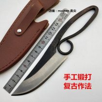 Pure hand knife forging knife split cutter slaughterer knife slaughterer knife small straight knife sharp collection gift craft tool