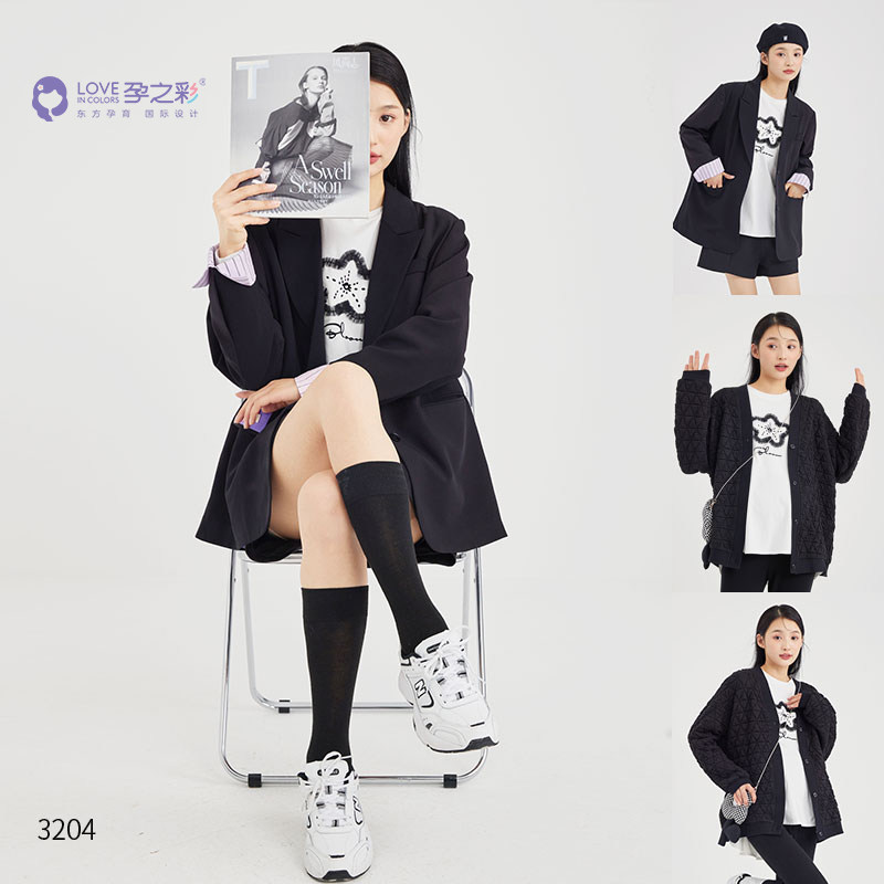 The color of pregnancy 2022 autumn style pregnant women long-sleeved top commuting fake two-piece suit jacket YWS673204