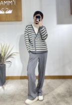 Beauty Mommy 2023 Autumn and Winter Maternity Wear Heavy Yarn Striped Folio Sweater Knitted Jacket