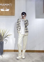 Love Mommy 2023 Autumn Maternity Zipper Jacket Striped Folio Knitted Hoodie