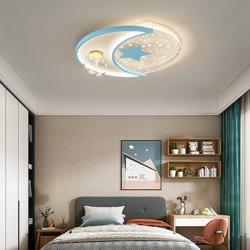 CHILDREN LIGHT BEDROOM SUCTION LIGHT POWDER COLOR LIGHT LAVISH STARS MOON BOY GIRL COZY ROMANTIC BOOKROOM ROOM LAMPS