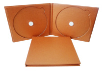 Ultra-thin rough surface Two-fold wood box can fit two discs thin disc box CD packaging box wood box