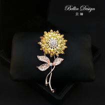 Sunflower Sunflower Luxury Brooch Female Color Flash Diamond Pin Brooch Blazer blazer Decoration Accessories 3183