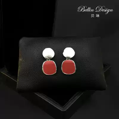 Morandi color earrings sequin dripping oil personality drops glaze ear needle ladies wild wave tide earrings 3025