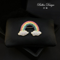 Cute Japanese rainbow cloud brooch Joker accessories sweater cardigan shawl buckle corsage 3193