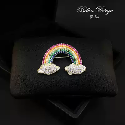 Cute Japanese rainbow cloud brooch Joker accessories sweater cardigan shawl buckle corsage 3193