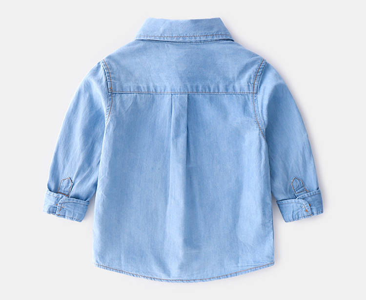 Áo sơ mi denim cho bé quần áo mùa xuân 2019 bé trai áo dài tay thêu trẻ em sơ mi giản dị giặt áo thủy triều - Áo sơ mi quần áo trẻ em hàn quốc