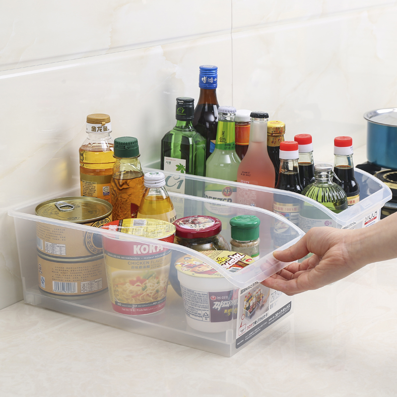 Excellent and practical transparent containing box plastic containing box kitchen containing basket drawer sorting box with pulley storage box