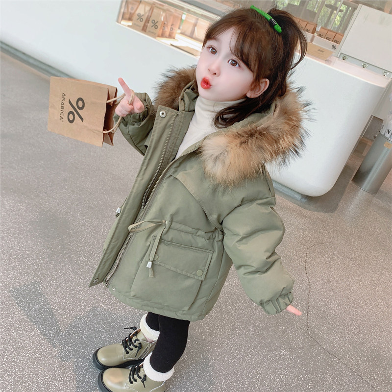 Girl's down clothes Long version 90 white duck suede children thickened jacket baby pie overcomes winter clothing 2021 new children's clothes