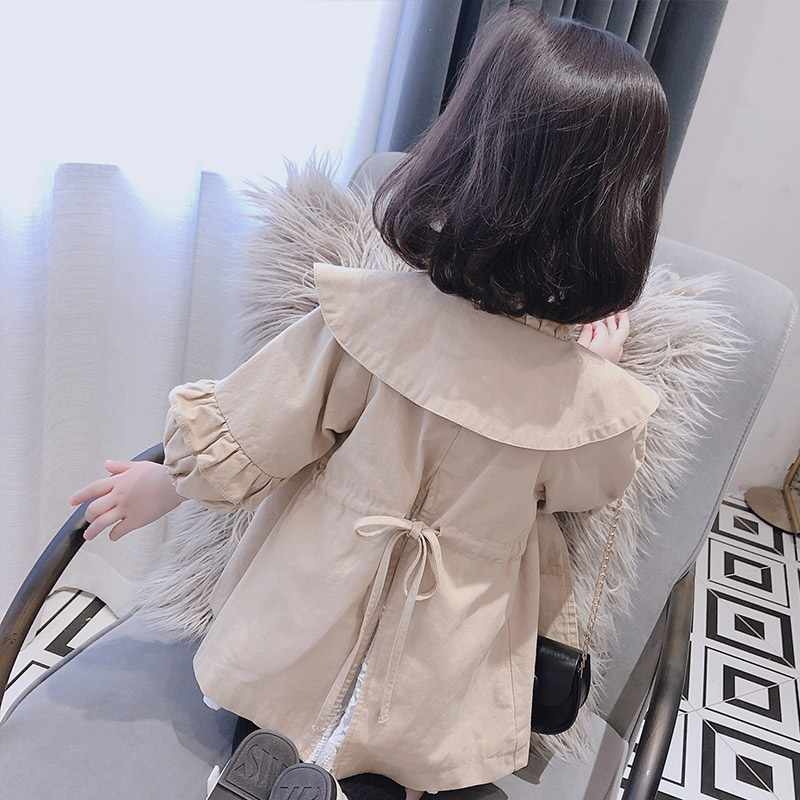Girls' trench coat spring and autumn medium long baby new coat child foreign atmosphere net red children's spring clothes top