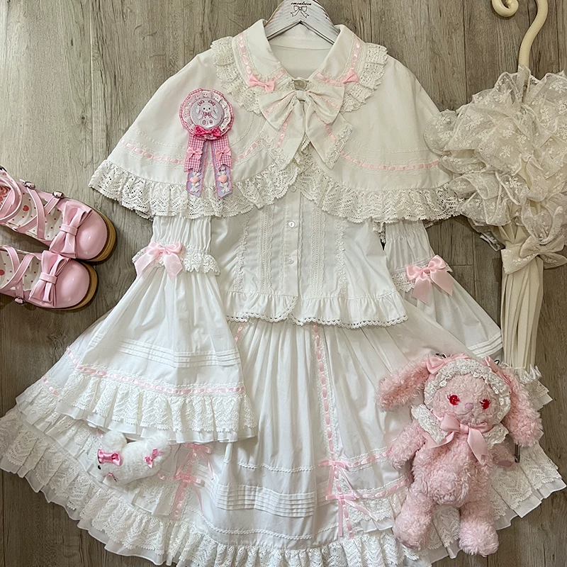 Хлопковая шинель, рубашка, юбка, стиль Lolita, 3 месяца