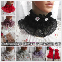 Korean Version Pretty Cute Womens Pile Collar Red High Collar Fake Collar Black Warm Lace Girth Sleeve Head Fake Collar