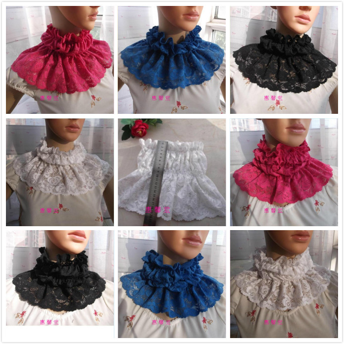 Korean version all-match women spring and autumn style black and white false collar warm lace sweater false high collar collar