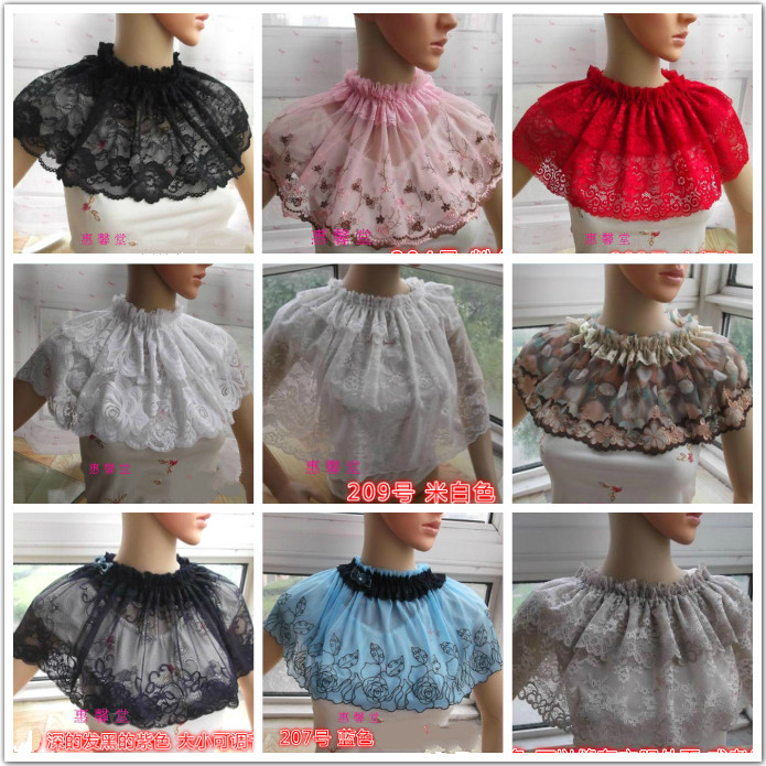 Korean version Black white Four Seasons sunscreen Shade Tattoo Tattoo Tattooed Green Cape Princess Cute Lace Fake Collar