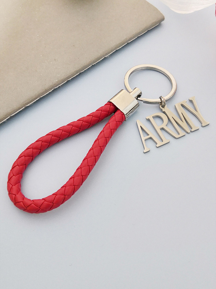 BTS bulletproof youth group schoolbag pendant car key pendant key ring couple trend stainless steel keychain