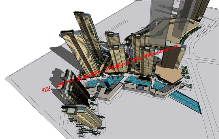 NO00193商业综合体商住楼建筑方案设计su模型cad图纸效果图-7