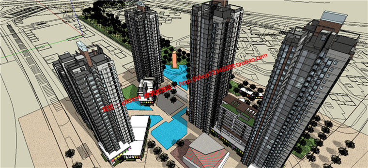 NO01219小区规划项目中标方案设计cad总图户型3dmax模型效果图-10