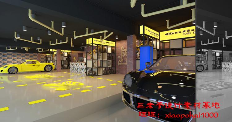 TU03018汽车展厅3d模型4S专卖店美容维修装修cad施工图效果图-14