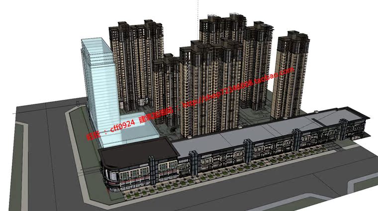 NO00792商住楼建筑方案设计cad施工图+su模型+效果图-5