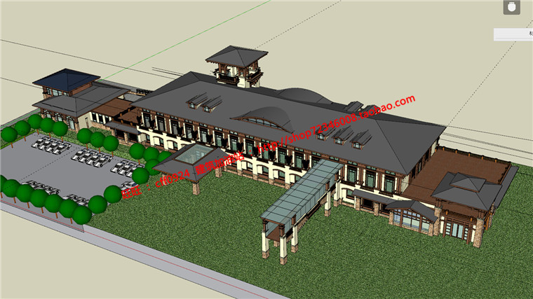 NO00527项目设计度假中心公建酒店方案设计su模型+cad图纸+效...-3