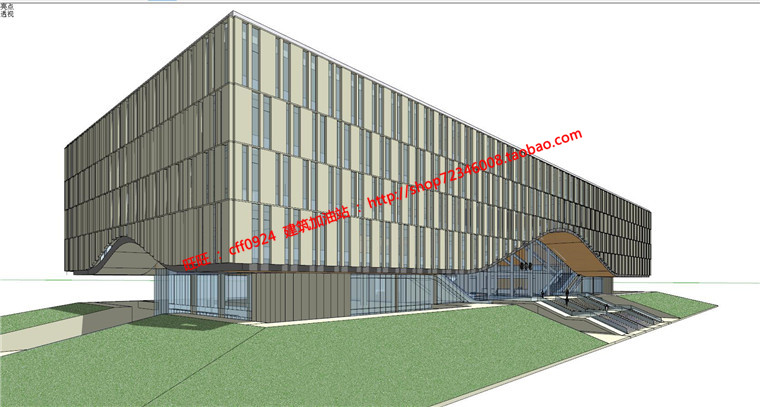 NO01278图书馆建筑方案设计现代风格su模型cad图纸效果图全套-10