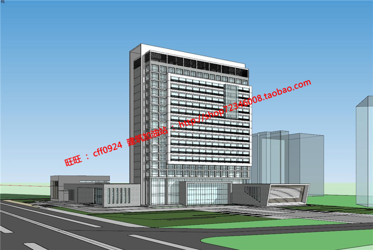 NO01781产业园办公楼建筑方案设计su模型+cad图纸-1