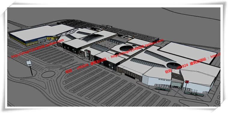 JZ192商业商场超市总图/平面/立面/剖面/cad图纸/su模型/3Dmax-5