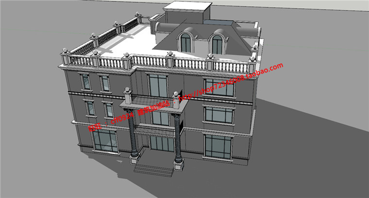 NO00073欧式大别墅建筑方案设计全套su模型+3Dmax+cad图纸+效果图-2