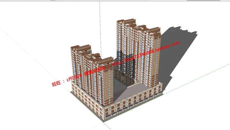 NO00239商住楼/住宅/商业公建设计全套su模型cad图纸效果图-4