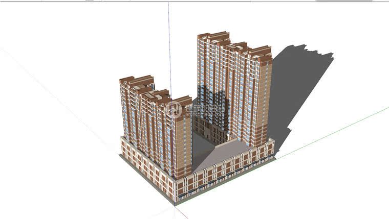 JZ259商住楼住宅商业SU模型+CAD图纸+效果图建筑方案设计-5