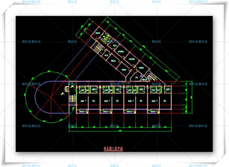 TU0081412班现代风格幼儿园建筑方案设计cad图纸+su模型-12